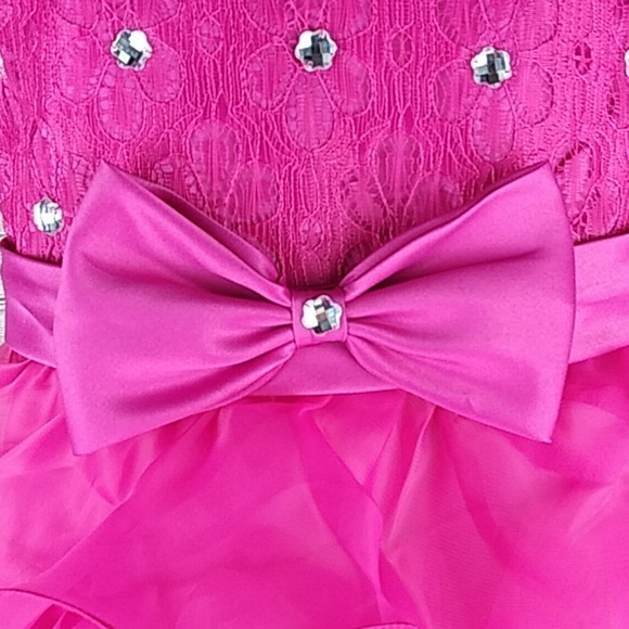 Tier Ruffled fuchsia gemstone gown dress - Picture 4 of 11